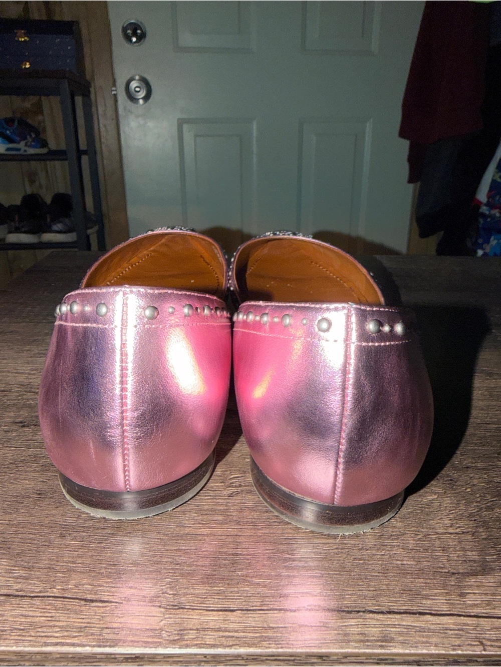 Coach Metallic Pink Studded Pointed Toe Women’s Flats size 9 - Picture 4 of 5